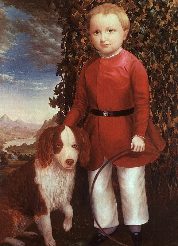 Joseph Whiting Stock Portrait of a Boy with a Dog oil painting picture